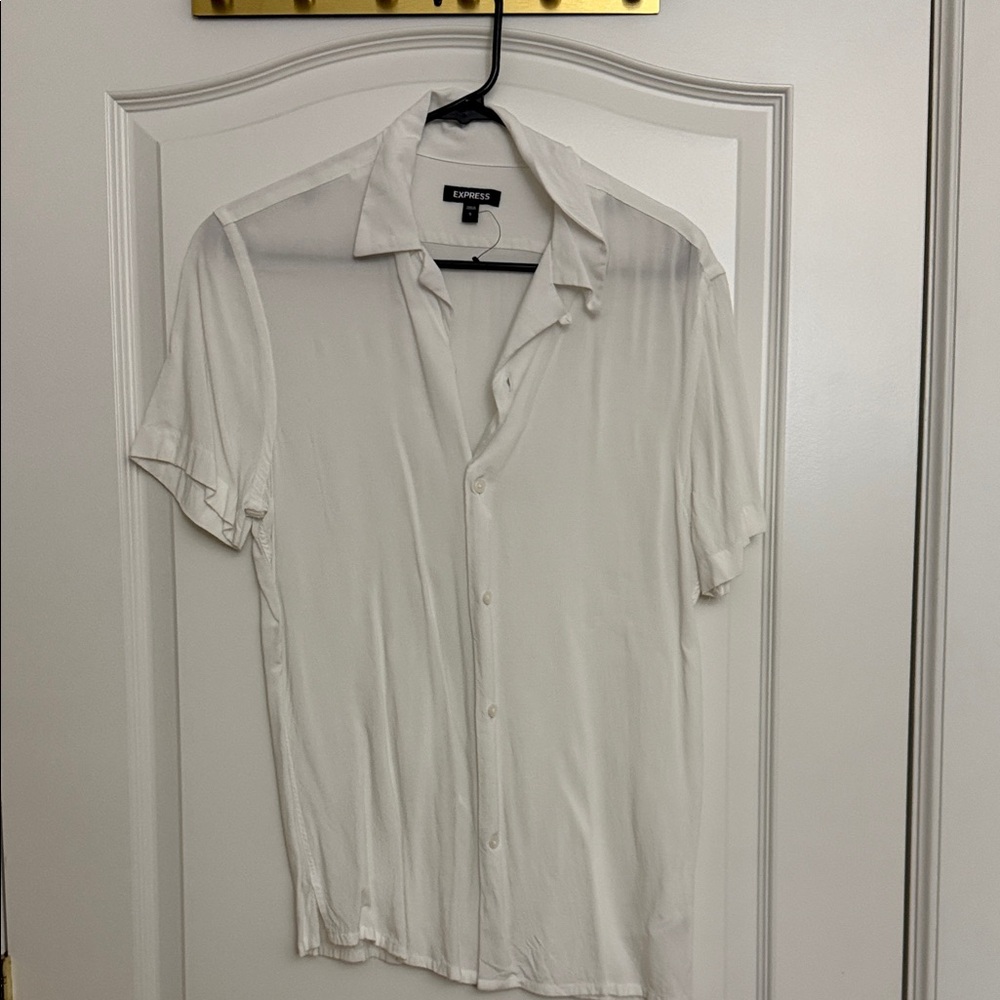 Express White Casual Button Down Shirt
